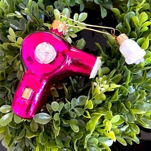Hairdresser Glass Blowdryer  Ornament Pink